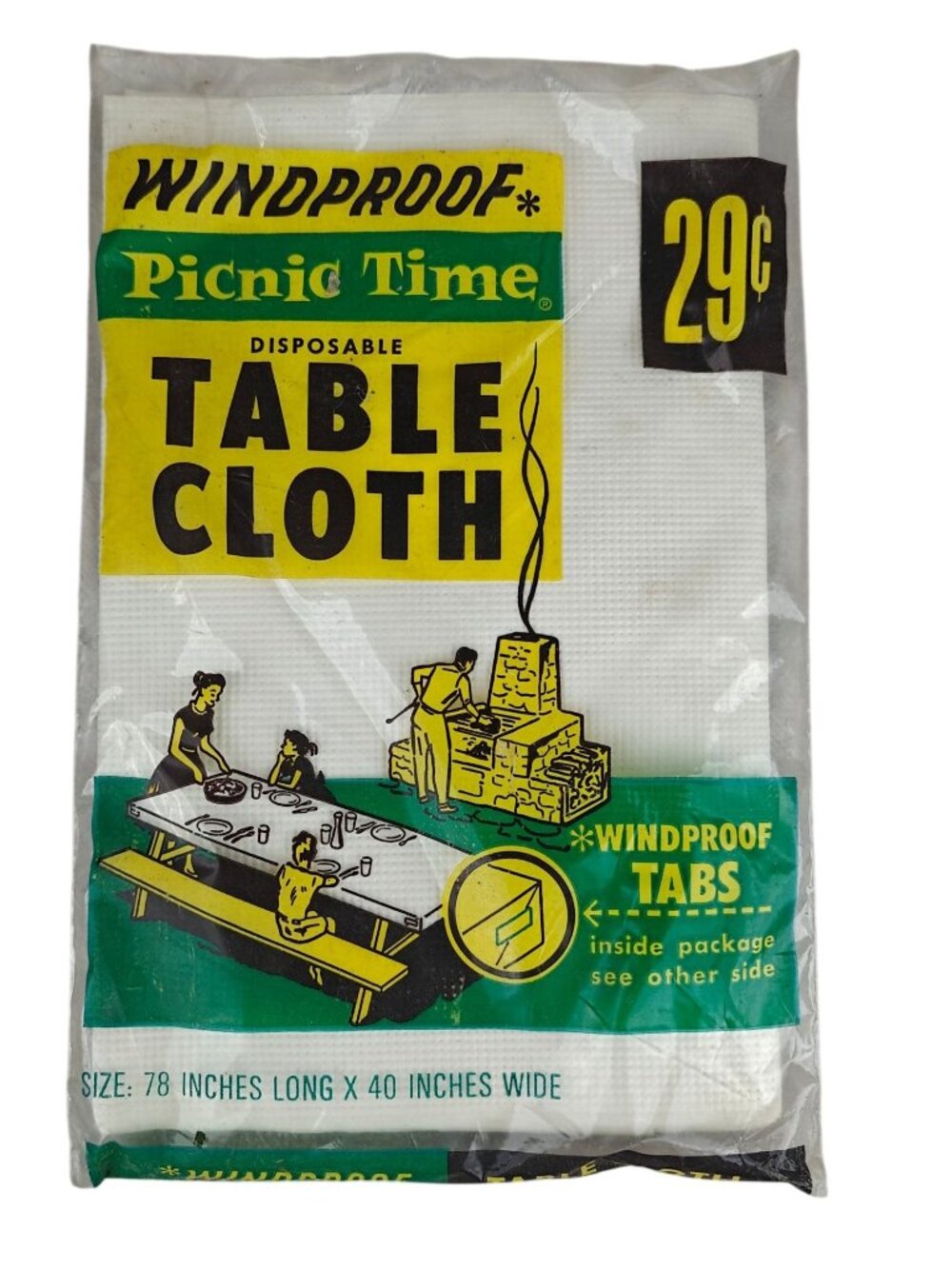 Vintage NEW Picnic Time Windproof Paper Tablecloth 78x40 Straubel USA